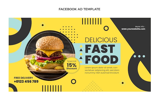 Vector gratuito plantilla de facebook plana de comida rápida