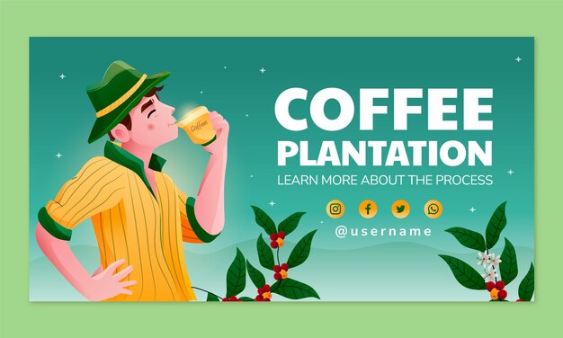 Plantilla de facebook de plantación de café degradado