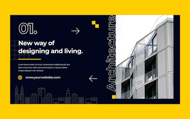 Plantilla de facebook de proyecto de arquitectura de diseño plano