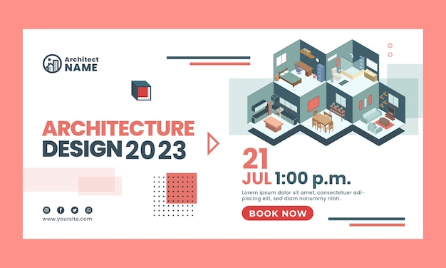 Plantilla de facebook de proyecto de arquitectura isométrica