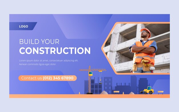 Plantilla de facebook de proyecto de construcción de gradiente