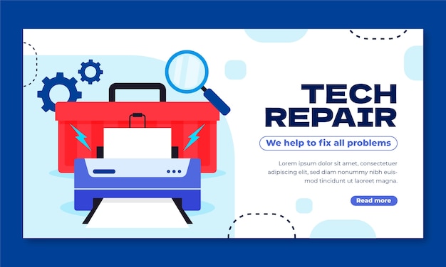 Vector gratuito plantilla de facebook para la reparación de tecnología de diseño plano