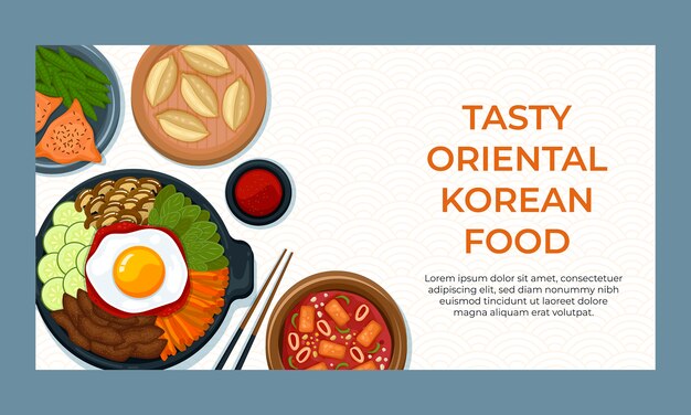Plantilla de facebook de restaurante de comida coreana dibujada a mano