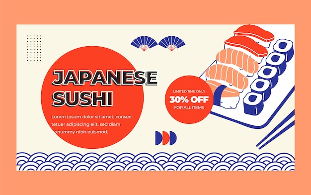 Vector gratuito plantilla de facebook de restaurante japonés