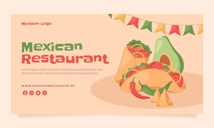 Vector gratuito plantilla de facebook de restaurante mexicano dibujada a mano