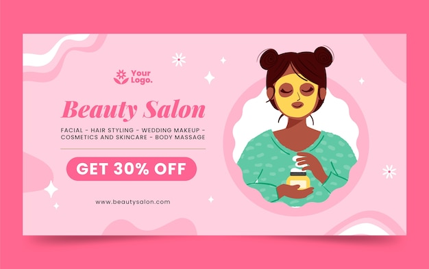 Vector gratuito plantilla de facebook de salón de belleza dibujada a mano