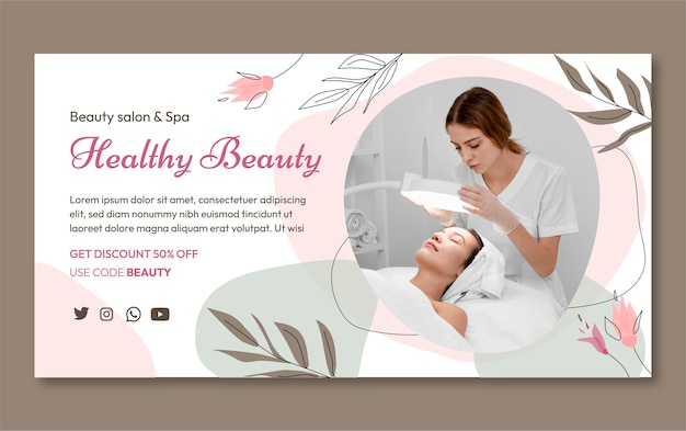 Vector gratuito plantilla de facebook de salón de belleza floral dibujada a mano