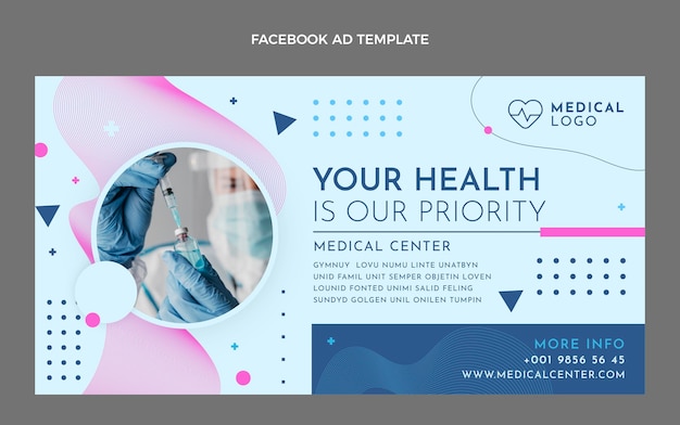 Vector gratuito plantilla de facebook de salud de estilo plano