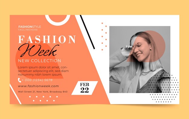 Plantilla de facebook de la semana de la moda de diseño plano