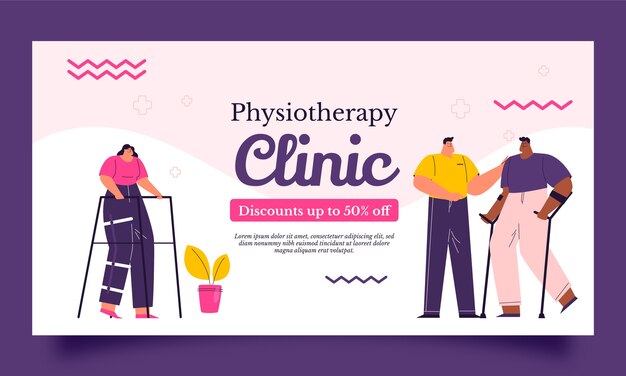 Plantilla de facebook de servicio de fisioterapia dibujada a mano