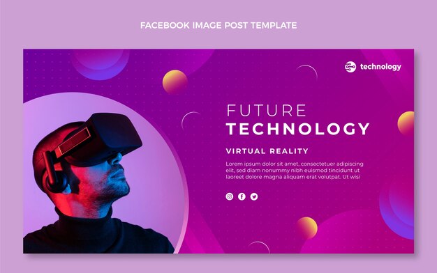 Plantilla de facebook de tecnología de semitono degradado
