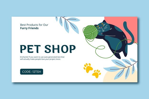 Vector gratuito plantilla de facebook de tienda de mascotas dibujada a mano