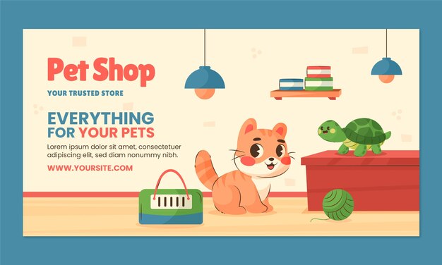 Plantilla de facebook de tienda de mascotas de diseño plano