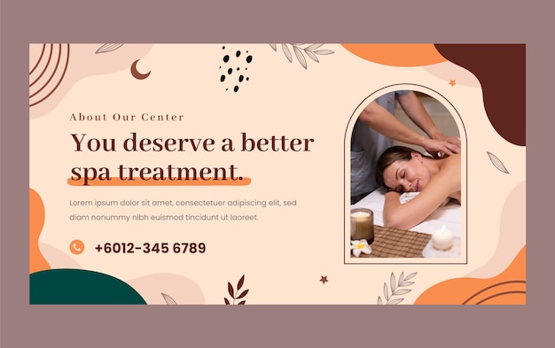 Plantilla de facebook de tratamiento de spa boho dibujado a mano