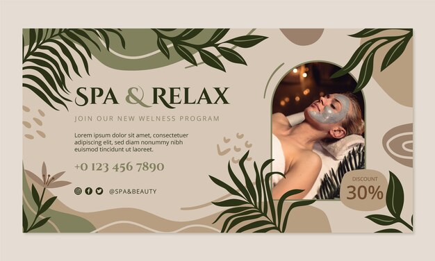 Plantilla de facebook de tratamiento de spa boho de diseño plano