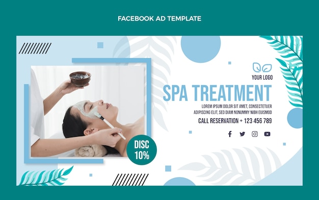 Vector gratuito plantilla de facebook de tratamiento de spa de diseño plano