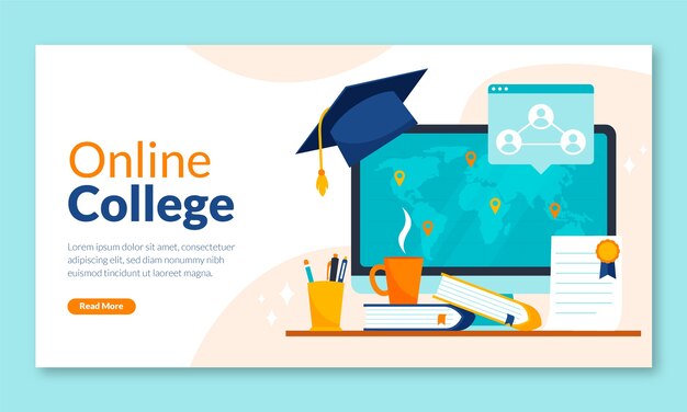 Plantilla de facebook de universidad en línea de diseño plano