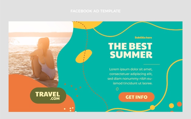 Vector gratuito plantilla de facebook de viajes de diseño plano