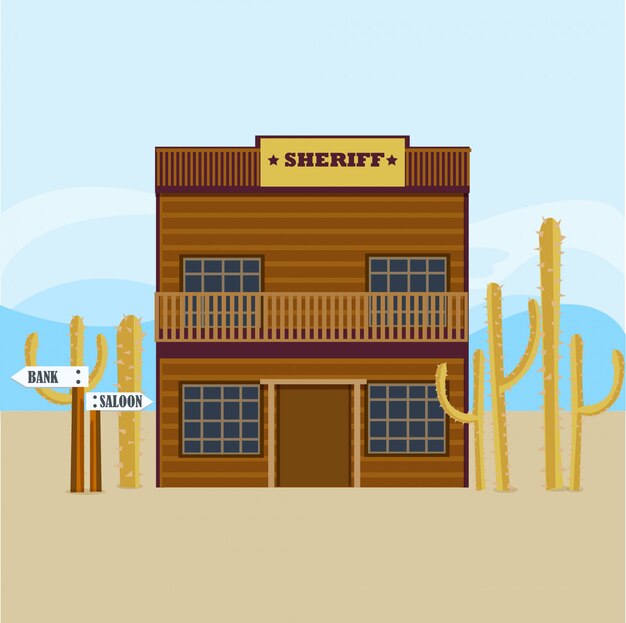 Plantilla de fachada de la casa del sheriff occidental