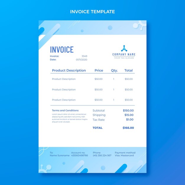 Vector gratuito plantilla de factura de ciencia degradada