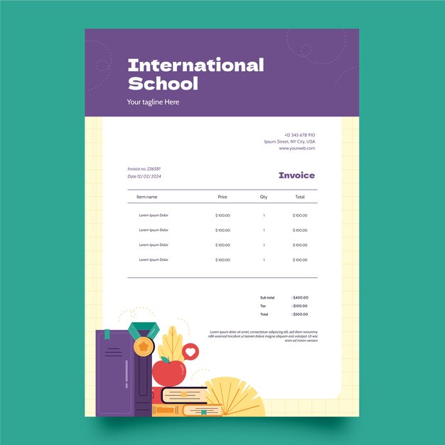 Plantilla de factura de escuela internacional