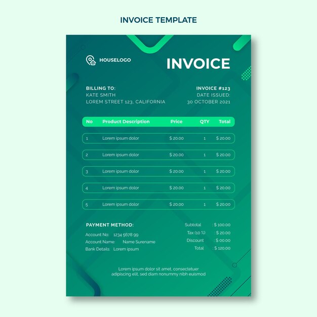 Plantilla de factura inmobiliaria