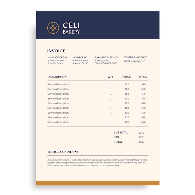 Plantilla de factura de panadería celi simple