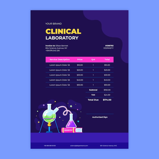 Plantilla de factura de proyecto científico