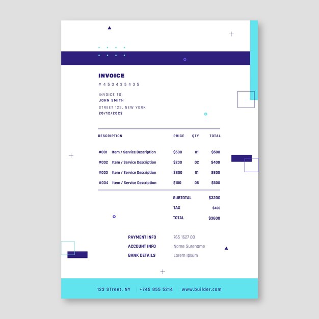 Plantilla de factura de servicio de atención médica del hospital