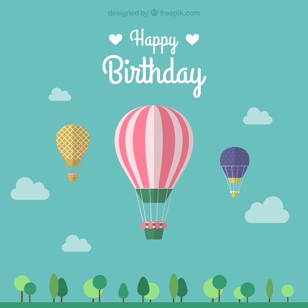 Plantilla de felicitación de cumpleaños con globo