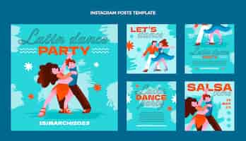 Vector gratuito plantilla de fiesta de baile latino de diseño plano dibujado a mano