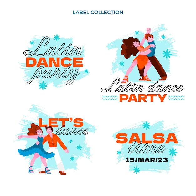 Plantilla de fiesta de baile latino de diseño plano dibujado a mano