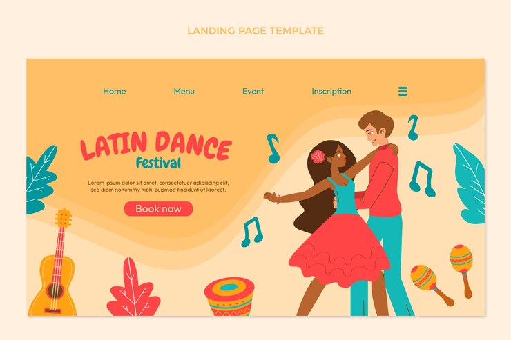 Vector gratuito plantilla de fiesta de baile latino de diseño plano dibujado a mano