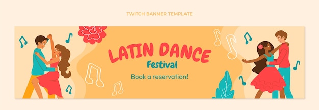 Vector gratuito plantilla de fiesta de baile latino de diseño plano dibujado a mano