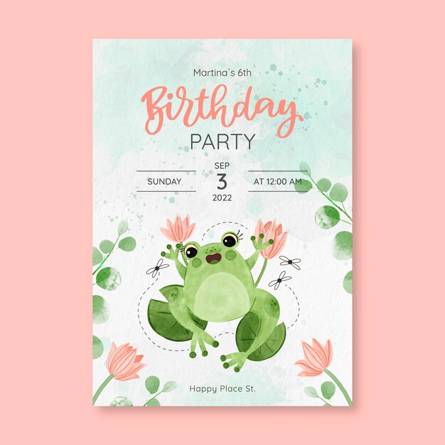 Plantilla de fiesta de cumpleaños en acuarela