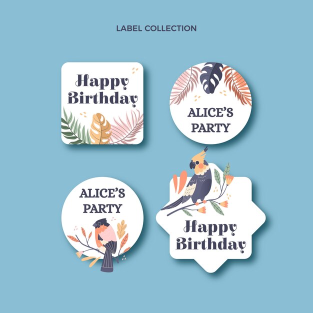 Plantilla de fiesta de cumpleaños de la selva de diseño plano