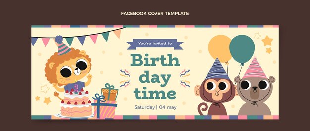 Plantilla de fiesta de cumpleaños de selva de textura dibujada a mano
