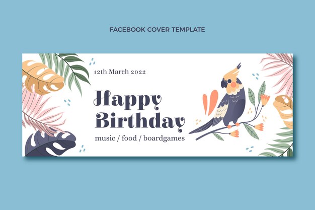Plantilla de fiesta de cumpleaños de selva de textura dibujada a mano