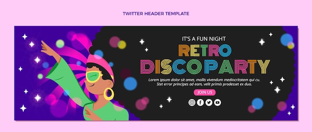 Vector gratuito plantilla de fiesta disco de diseño plano dibujado a mano