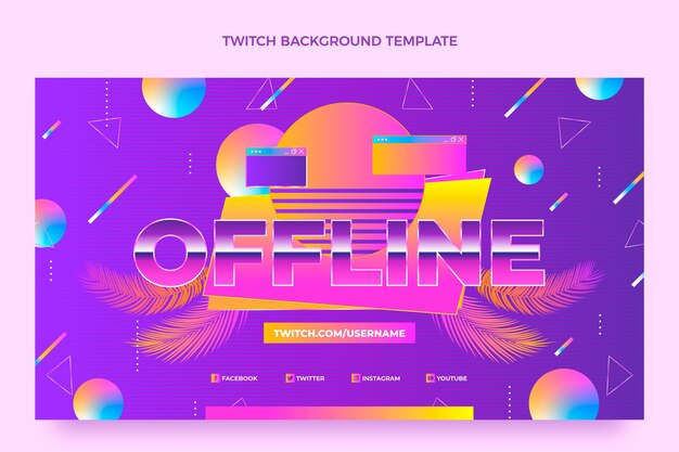 Plantilla de fiesta disco retro vaporwave degradado
