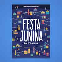 Vector gratuito plantilla de fiesta junina para póster