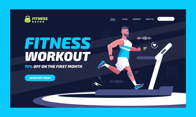 Plantilla de fitness de gimnasio de diseño plano