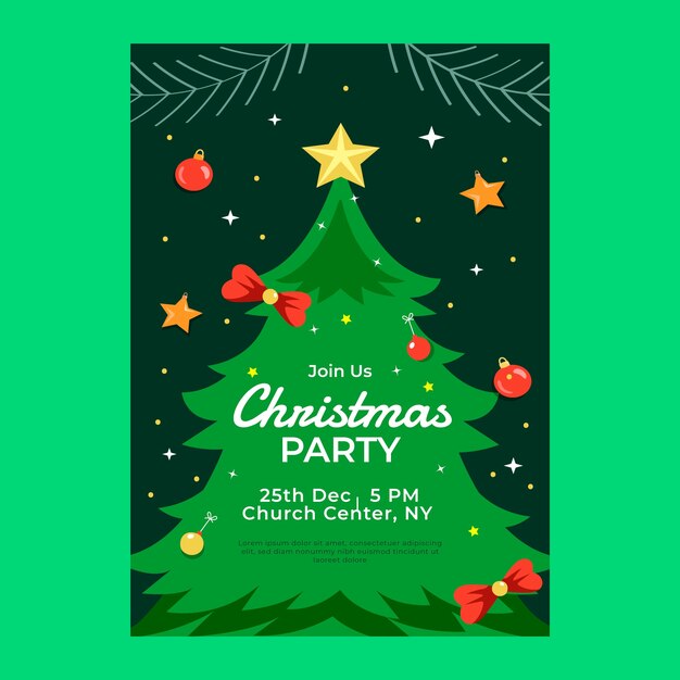 Plantilla flat de cartel de fiesta de navidad