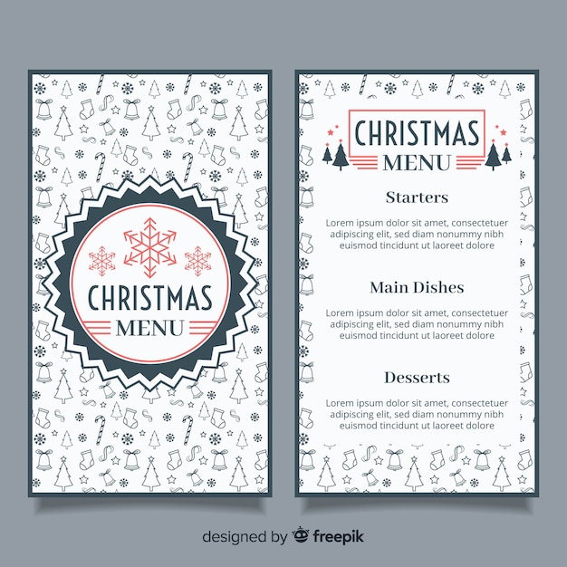 Plantilla flat de menú de navidad