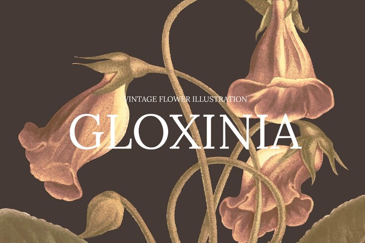 Vector gratuito plantilla de flor dibujada a mano con fondo de gloxinia, remezclada de obras de arte de dominio público
