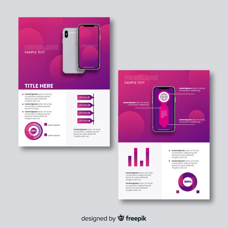 Vector gratuito plantilla de flyer de aplicación móvil