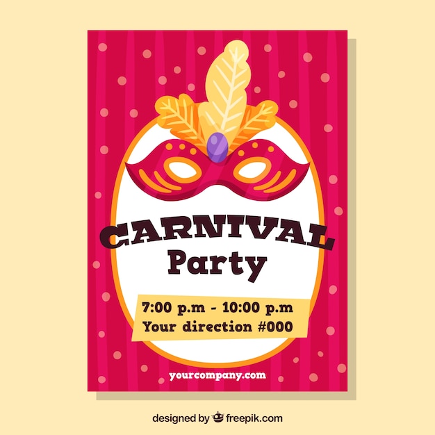 Plantilla de flyer de carnaval flat rosa