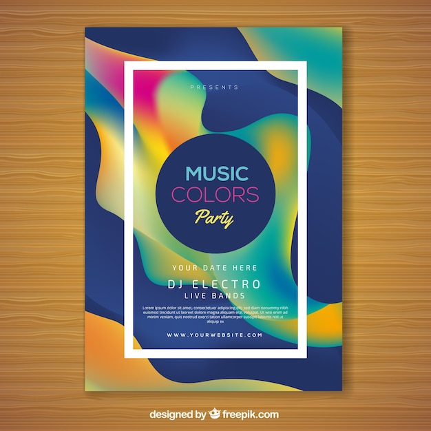 Vector gratuito plantilla de flyer creativo colorido para festival de música