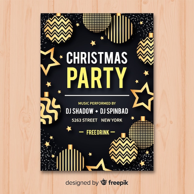 Plantilla para flyer de fiesta con bolas de navidad