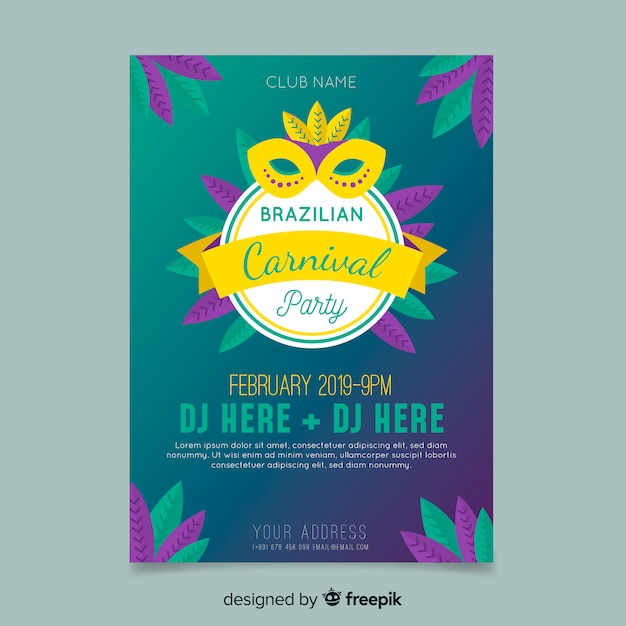 Plantilla de flyer de fiesta de carnaval de brasil